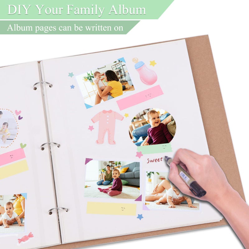 Dxmimer 11 x 9 Inch Photo Album Refill Pages,Album Pages for 3 Ring Binder,Photo Album Self Adhesive Pages, for 2x3 4x6 5x7 8x10 Replacement Photo Album Sheets (20 Sheets / 40 Pages) - Image 4
